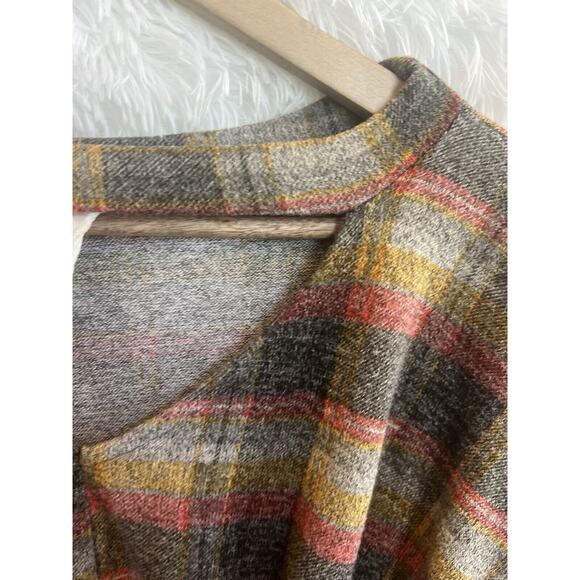 Fantastic Fawn Womens Plaid Boho Criss Cross Top Size M Grunge Indie Western - Picture 3 of 11